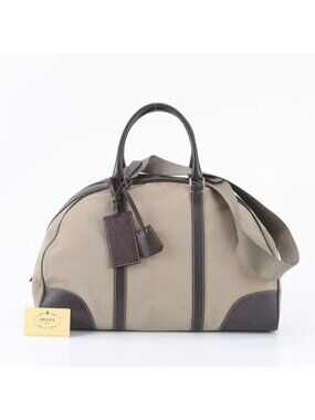 Prada Leather Canvas 2-Way Boston Bag